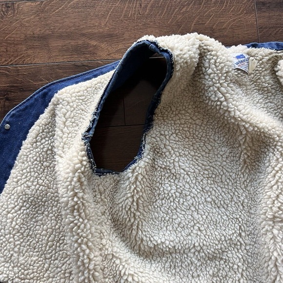 Made In USA Vintage Wrangler Denim Men's Sherpa Vest Excellent Condition Size XL - Picture 8 of 9